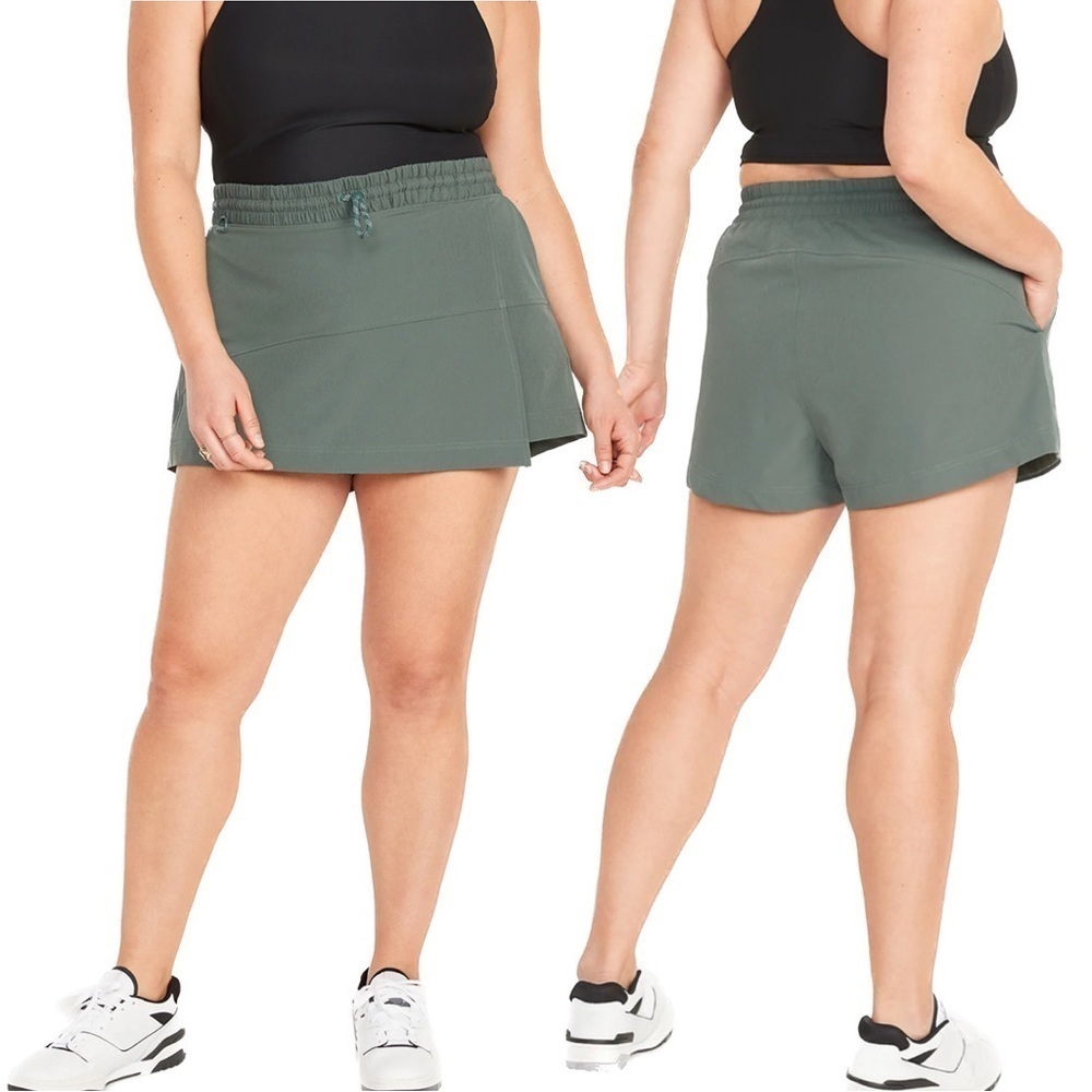 OLD Navy Green High-Waisted StretchTech Water-Repellent Wrap-Effect Skort N10.5